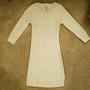 Pink Rose Cable Knit sweater dress